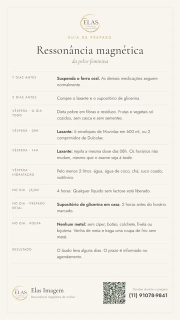 Cartão-resumo do preparo da ressonância magnética